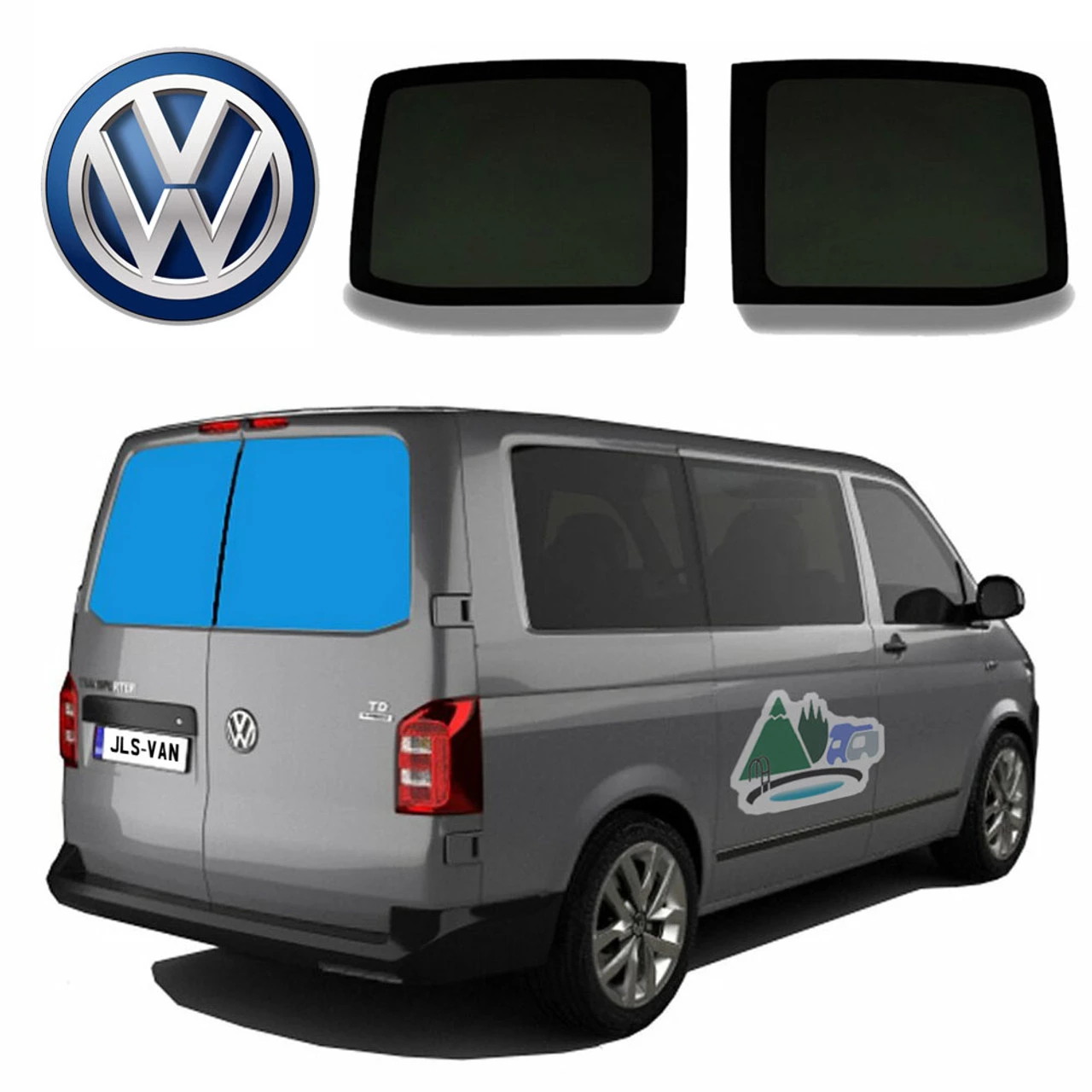 VW T5 T6 Bonded Privacy Glass Fixed Window - Rear Barn Doors 1 VW T5 T6 Bonded Privacy Glass Fixed Window - Rear Barn Doors