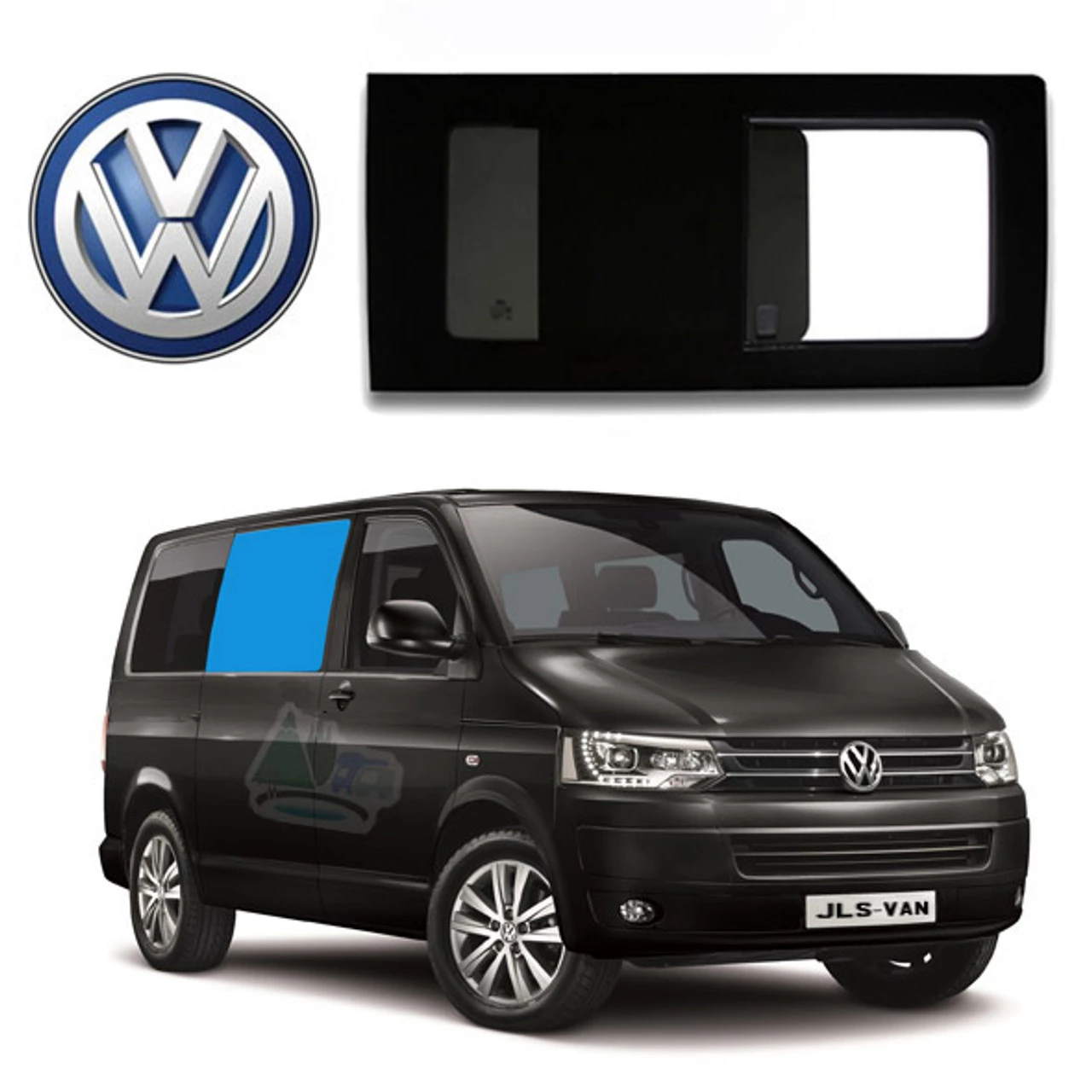 VW T5 T6 Bonded Privacy Glass Sliding Window - Front Right Hand 1 VW T5 T6 Bonded Privacy Glass Sliding Window - Front Right Hand