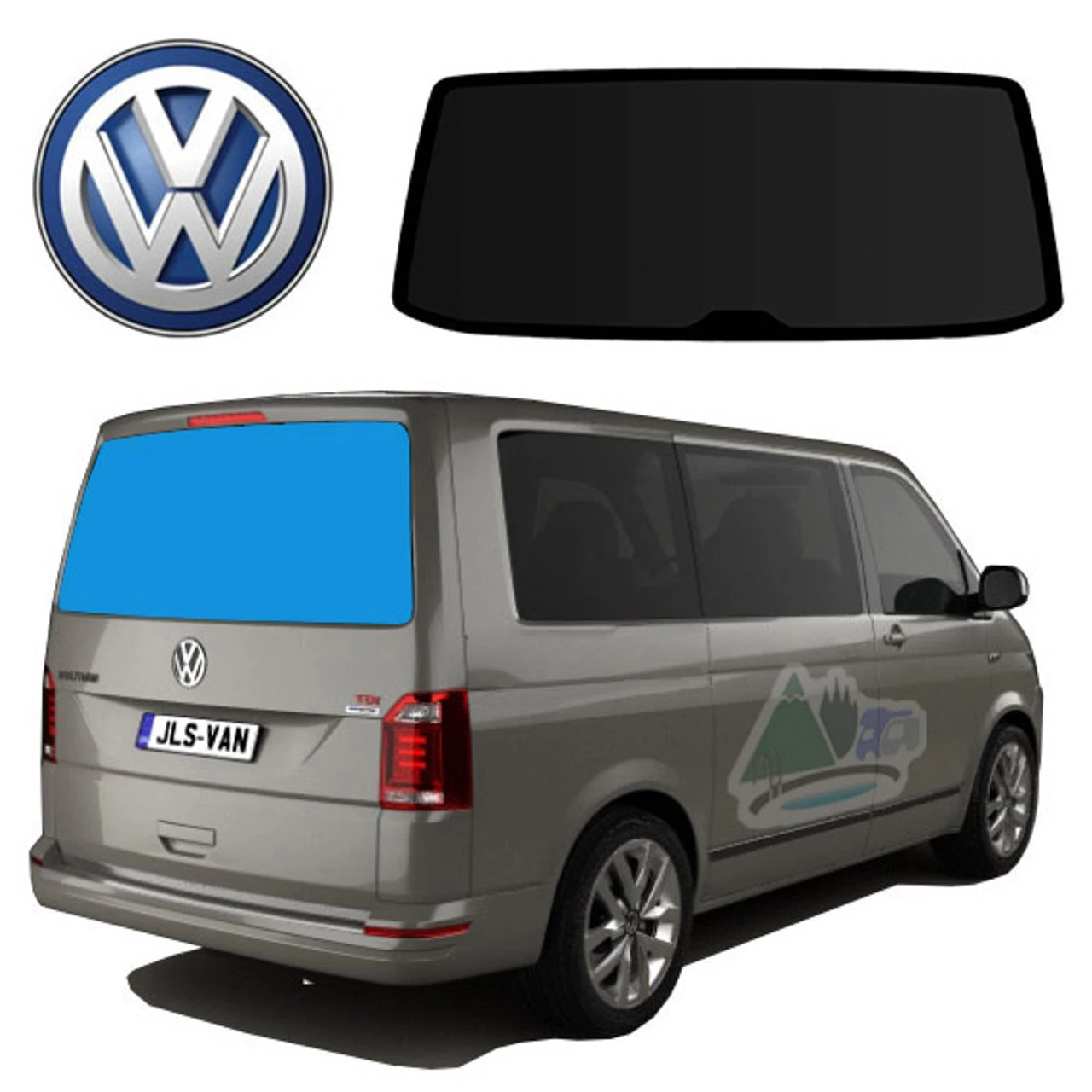VW T5 Bonded Privacy Glass Fixed Window - Rear Tailgate Door 1 VW T5 Bonded Privacy Glass Fixed Window - Rear Tailgate Door